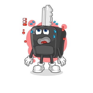the car key low battery mascot. cartoon vecto