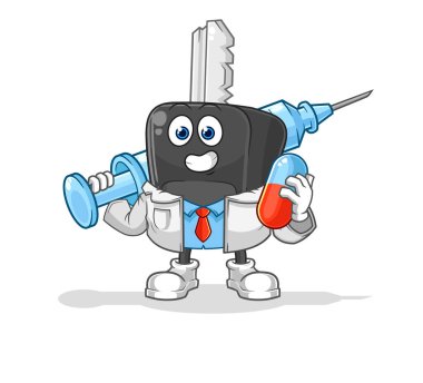 the car key doctor holding medichine and injectio