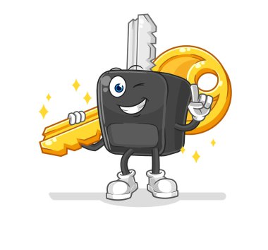the car key carry the key mascot. cartoon vecto