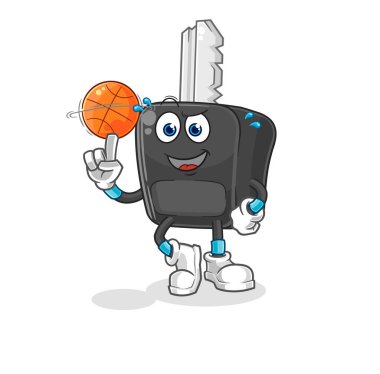 the car key playing basket ball mascot. cartoon vecto