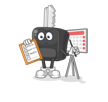 the car key schedule list vector. cartoon characte