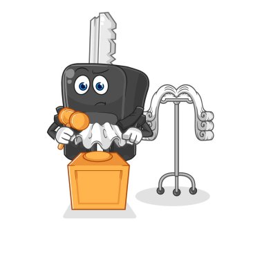 the car key judge holds gavel. character vecto