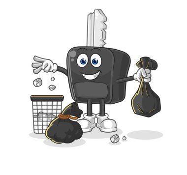 the car key Throw garbage mascot. cartoon vecto