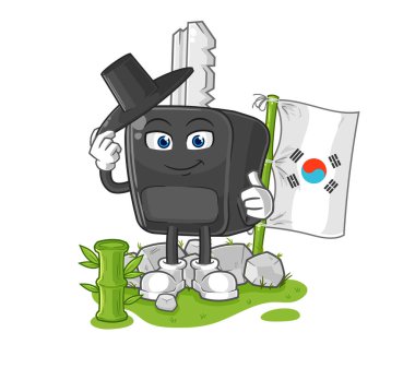 the car key korean character. cartoon mascot vecto