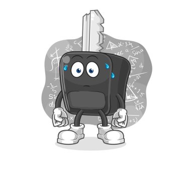 the car key thinking hard vector. cartoon characte