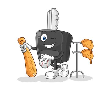the car key playing baseball mascot. cartoon vecto