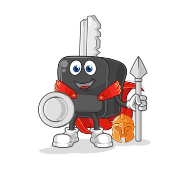 the car key spartan character. cartoon mascot vecto