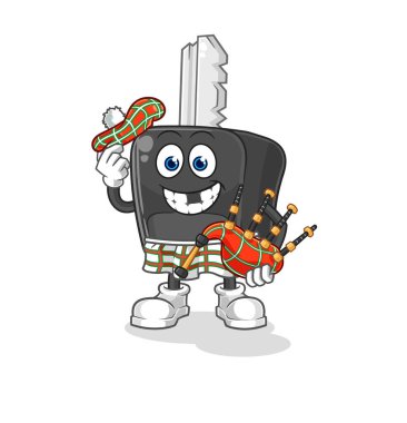the car key scottish with bagpipes vector. cartoon characte