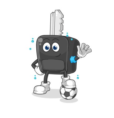 the car key playing soccer illustration. character vecto