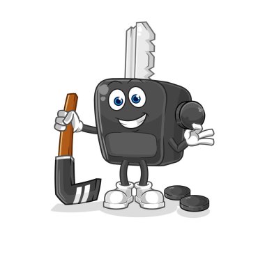 the car key playing hockey vector. cartoon characte