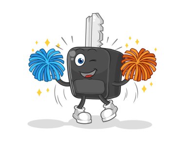 the car key cheerleader cartoon. cartoon mascot vecto