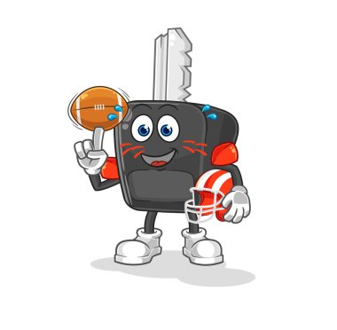 the car key playing rugby character. cartoon mascot vecto