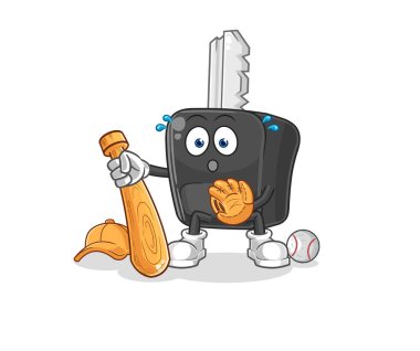 the car key baseball Catcher cartoon. cartoon mascot vecto