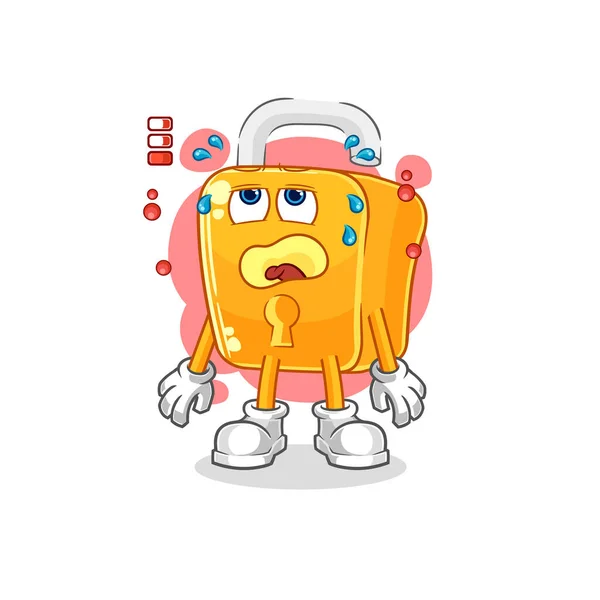Padlock Low Battery Mascot Cartoon Vecto — Wektor stockowy