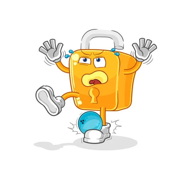 Padlock Hiten Bowling Cartoon Cartoon Mascot Vecto — ストックベクタ