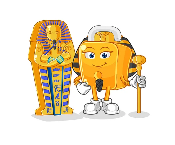 the padlock ancient egypt cartoon. cartoon mascot vecto