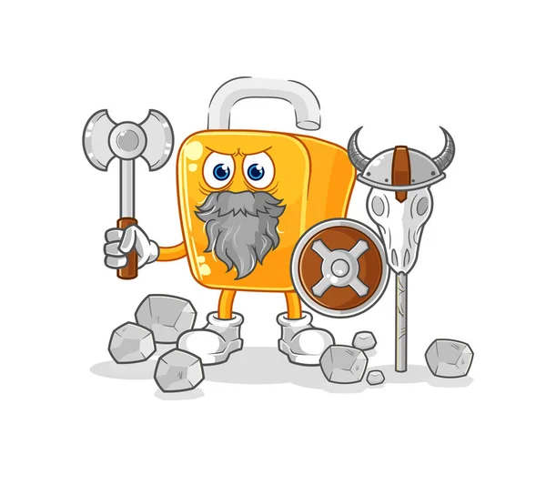 Padlock Viking Illustration Character Vecto — Vettoriale Stock