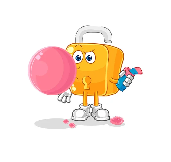 Padlock Chewing Gum Vector Cartoon Characte — ストックベクタ