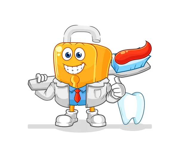 Padlock Dentist Illustration Character Vecto — Stockový vektor