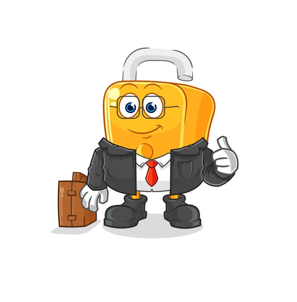 Padlock Office Worker Mascot Cartoon Vecto — Stockový vektor