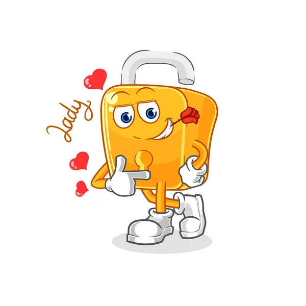 Padlock Flirting Illustration Character Vecto — Wektor stockowy