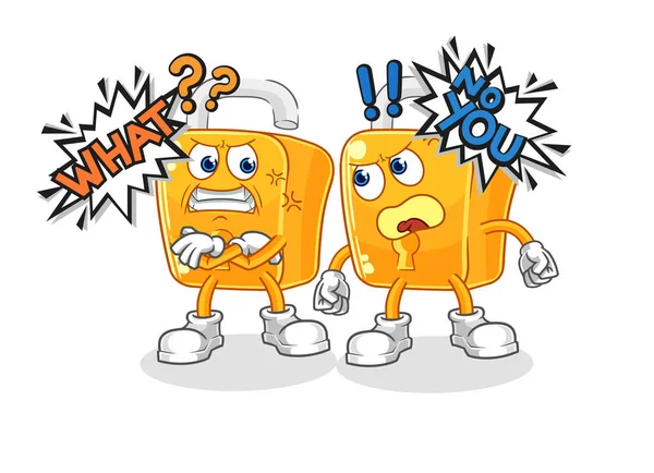 the padlock arguing each other cartoon vecto