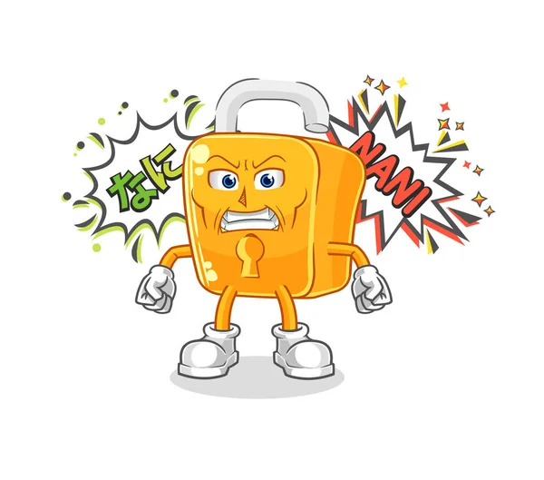 the padlock anime angry vector. cartoon characte