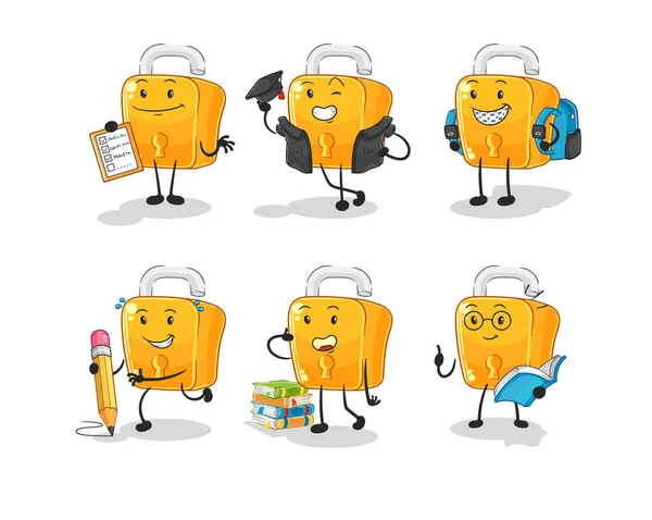 the padlock education set character. cartoon mascot vecto