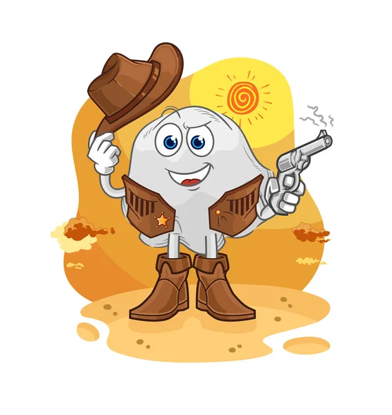 Ghost Cowboy Gun Character Vecto — Stok Vektör