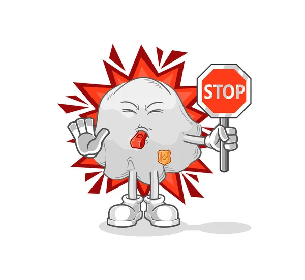 Ghost Holding Stop Sign Cartoon Mascot Vecto — 图库矢量图片