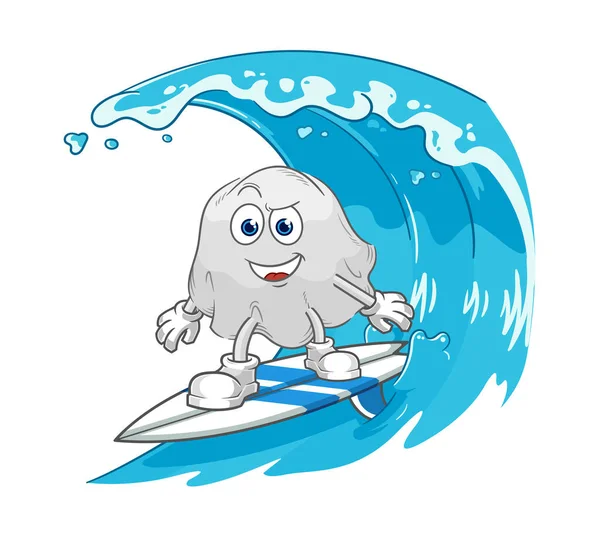 the ghost surfing character. cartoon mascot vecto