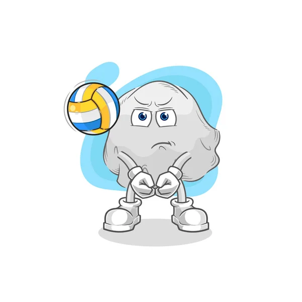 Ghost Play Volleyball Mascot Cartoon Vecto — Stock Vector