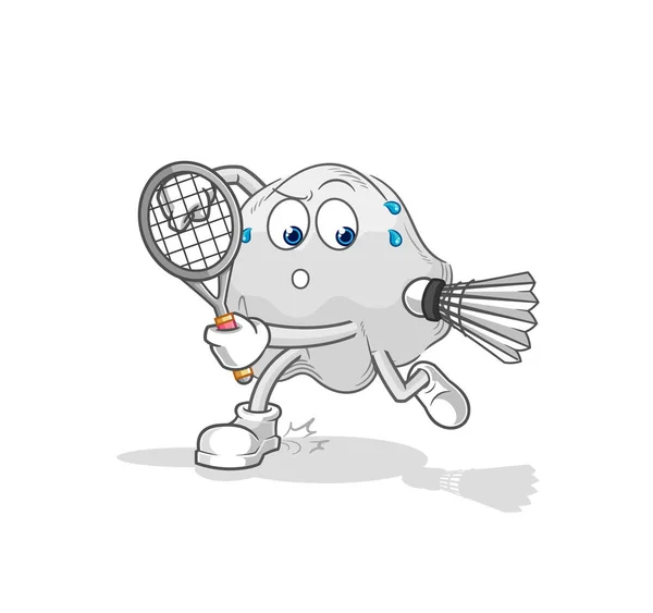 Ghost Playing Badminton Illustration Character Vecto — Stock Vector