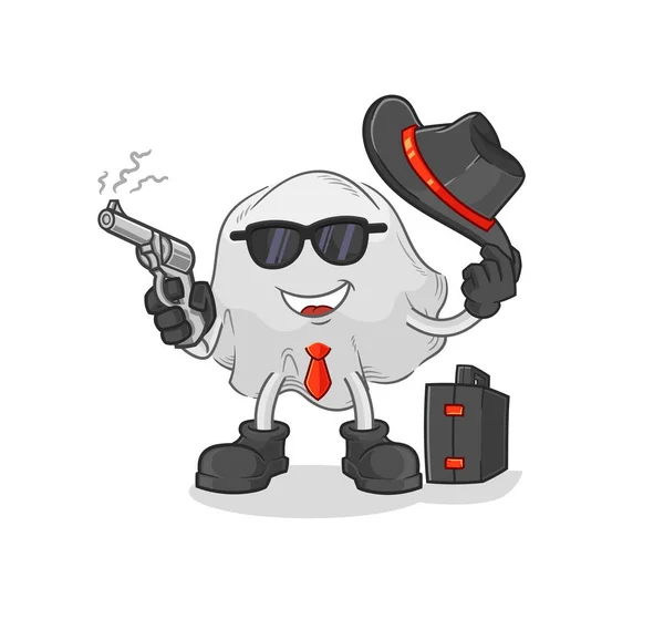Ghost Mafia Gun Character Cartoon Mascot Vecto — Archivo Imágenes Vectoriales