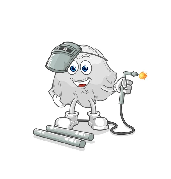 Ghost Welder Mascot Cartoon Vecto — Vettoriale Stock