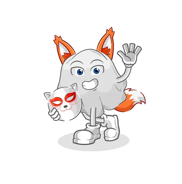 Der Geist Japanische Fuchsfigur Zeichentrickmaske — Stockvektor