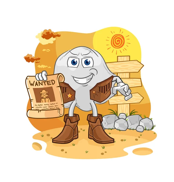 Szellem Cowboy Körözési Papírral Rajzfilm Kabala Vecto — Stock Vector