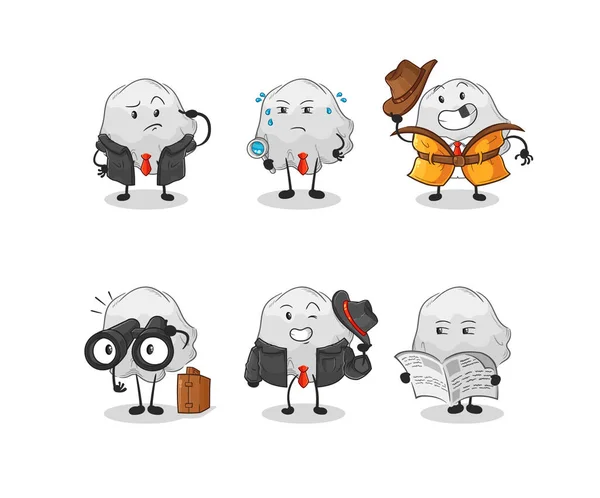 Ghost Detective Group Character Cartoon Mascot Vecto — Image vectorielle
