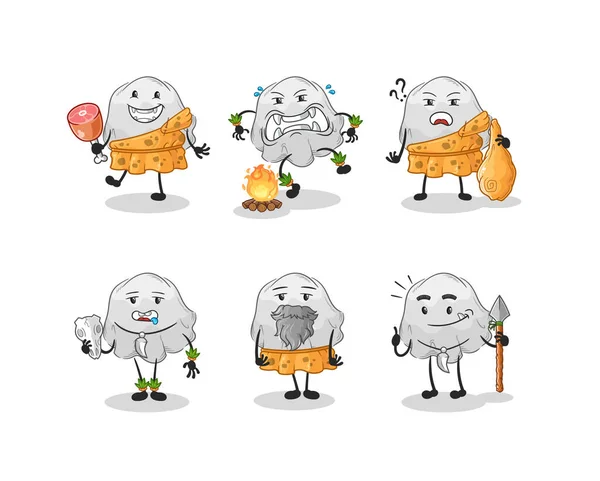Ghost Primitive Man Group Character Mascot Vecto — Stock Vector