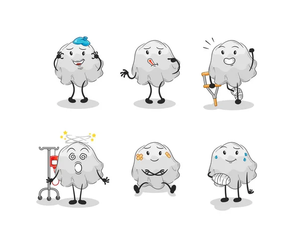 Personagem Grupo Doente Fantasma Mascote Desenhos Animados Vecto — Vetor de Stock