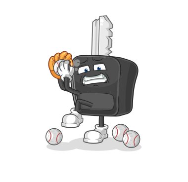 the car key baseball pitcher cartoon. cartoon mascot vecto