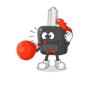 the car key pantomime blowing balloon. cartoon mascot vecto