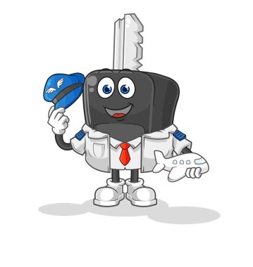 the car key pilot mascot. cartoon vecto