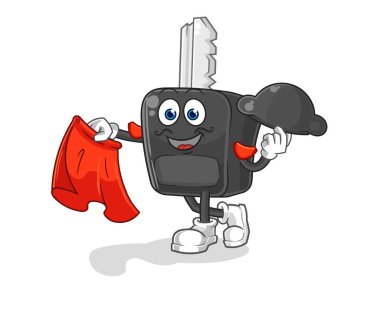 the car key matador with red cloth illustration. character vecto