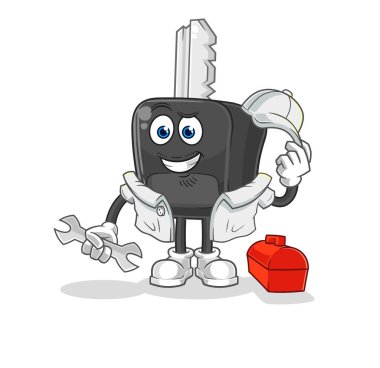 the car key mechanic cartoon. cartoon mascot vecto