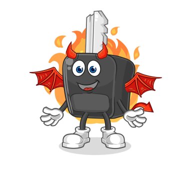 the car key demon with wings character. cartoon mascot vecto