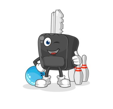 the car key play bowling illustration. character vecto