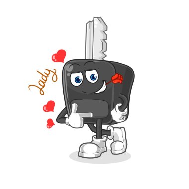 the car key flirting illustration. character vecto