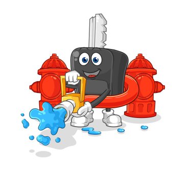 the car key firefighter vector. cartoon characte