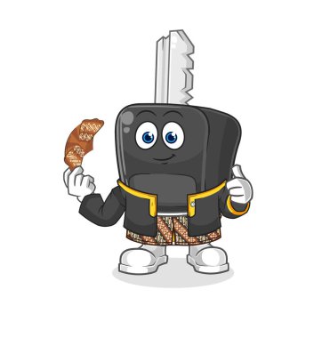 the car key Javanese character. cartoon mascot vecto